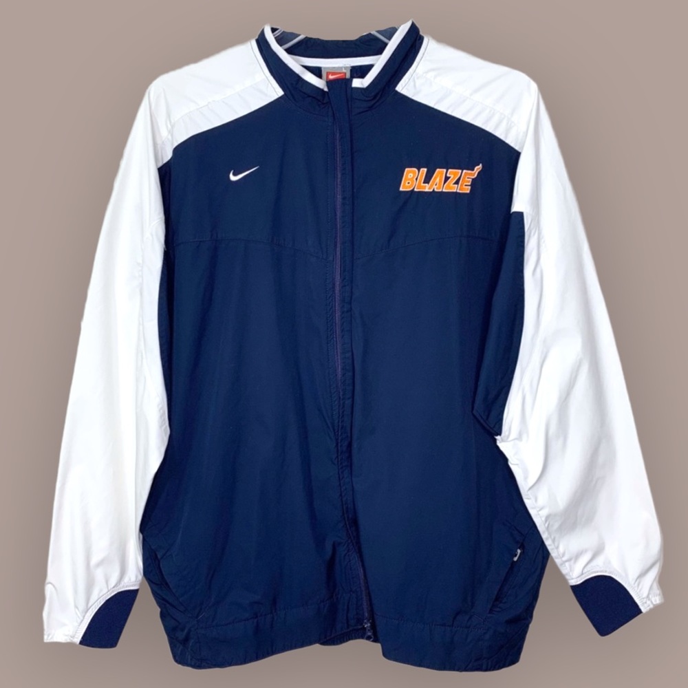 Men’s NikeFit Storm Blaze Full Zip Windbreaker Navy White Size L